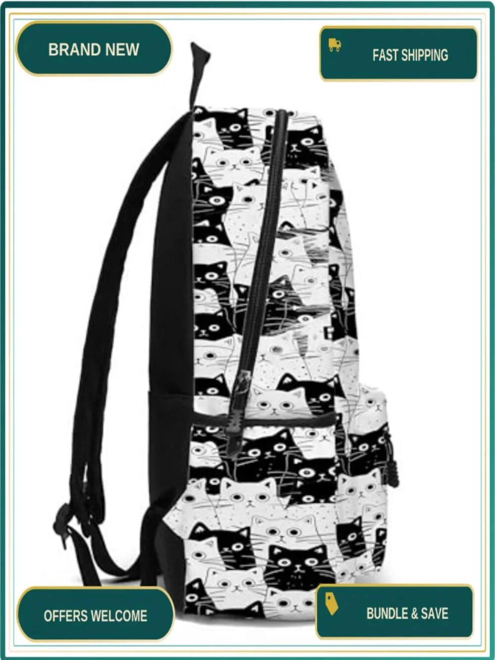 17 Inch Cat Laptop Backpack for School Travel Hiking - Polyester Daypack